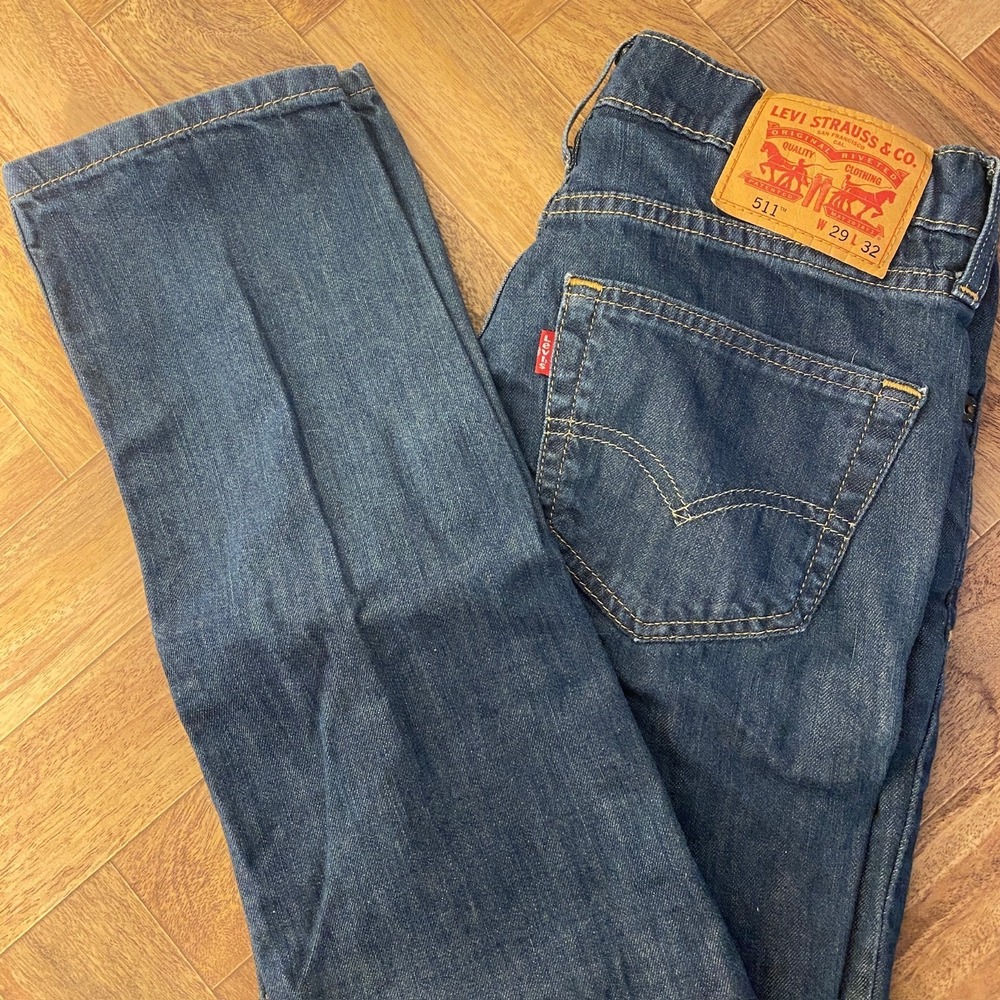 Levis 511 Jeans Mens 29x32 Dark Wash Slim Fit Straight Leg Stretch Denim Pants